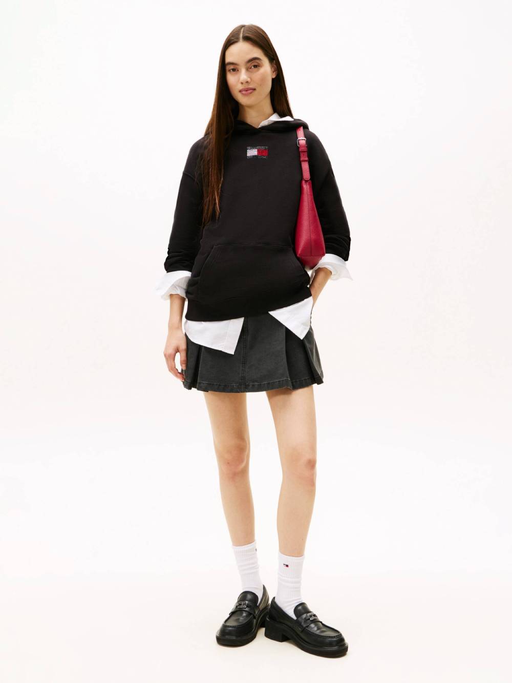 detail Tommy Jeans dámská černá mikina