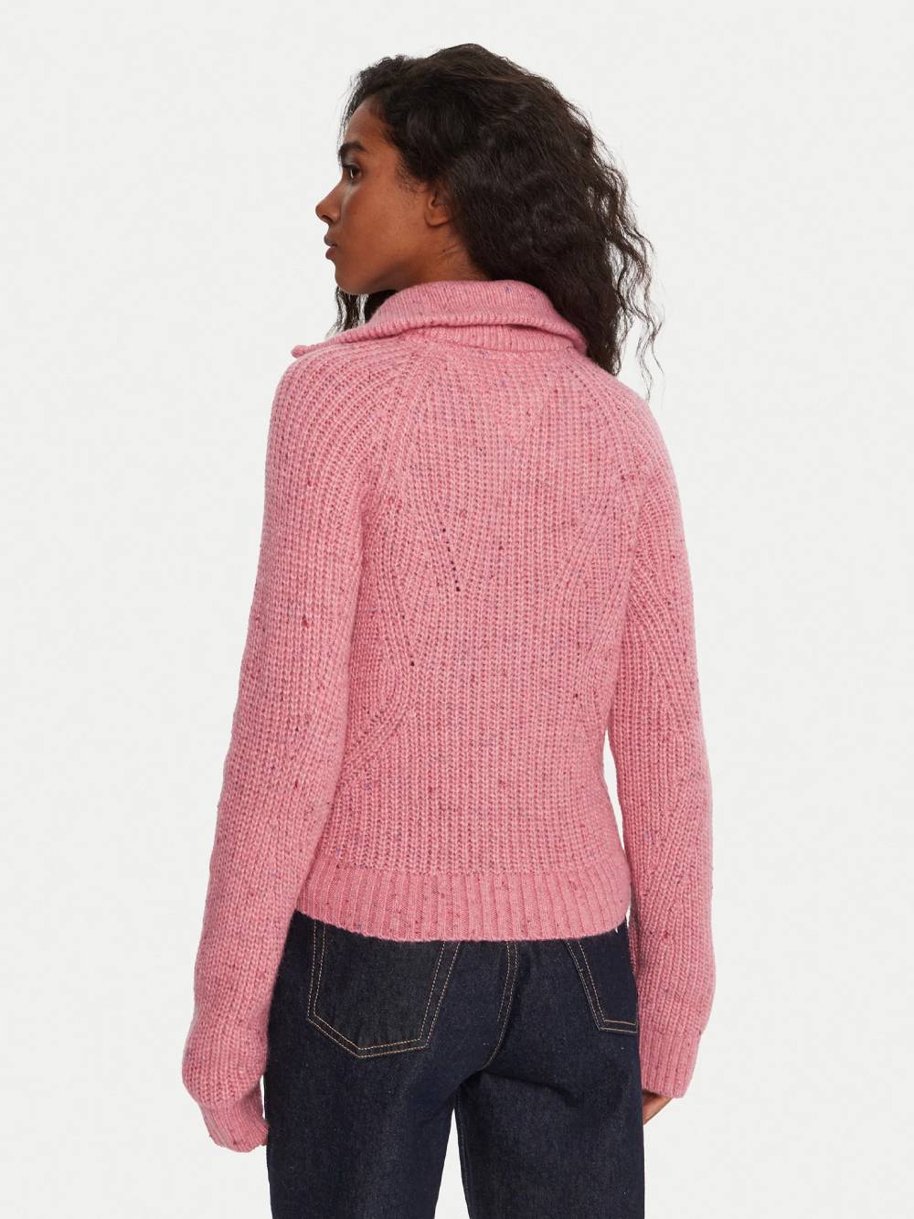 detail Tommy Jeans dámský růžový svetr