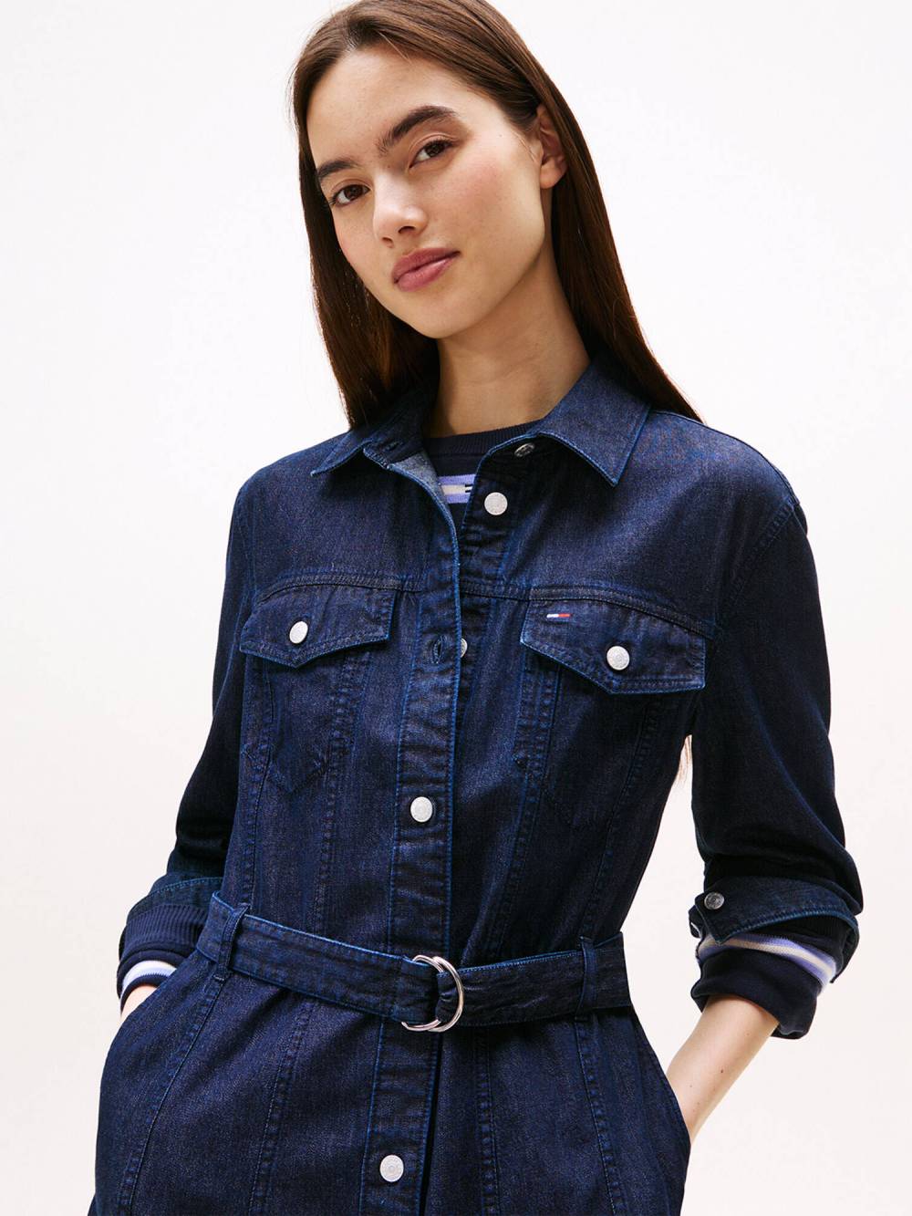 detail Tommy Jeans dámské džínové šaty