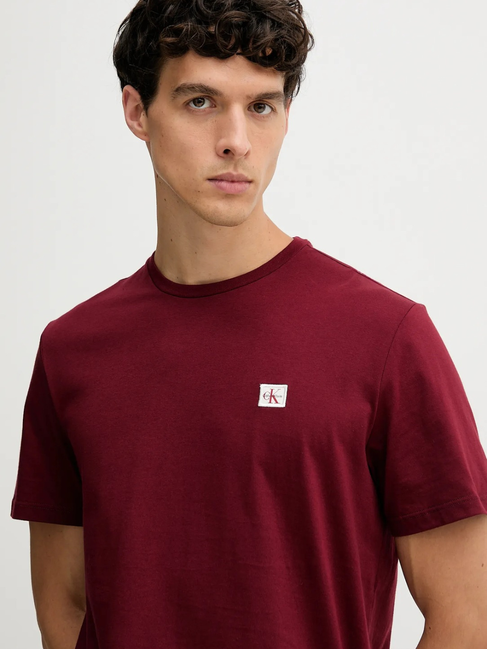 detail Calvin Klein pánské vínové tričko