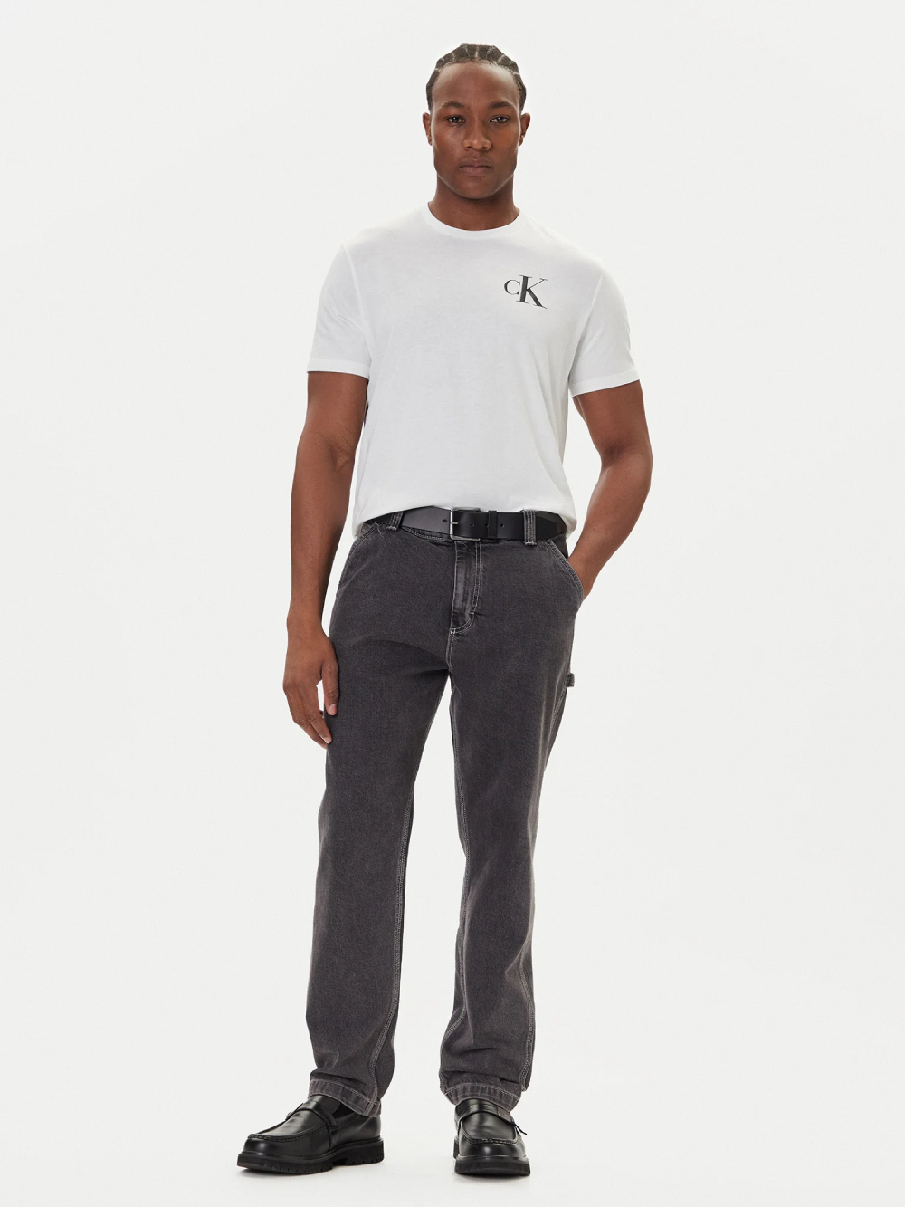 detail Calvin Klein pánské bílé tričko