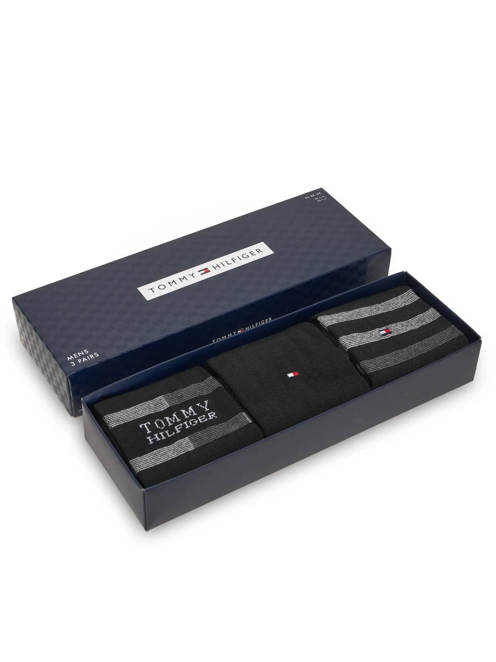 detail Tommy Hilfiger pánské černé vysoké ponožky 