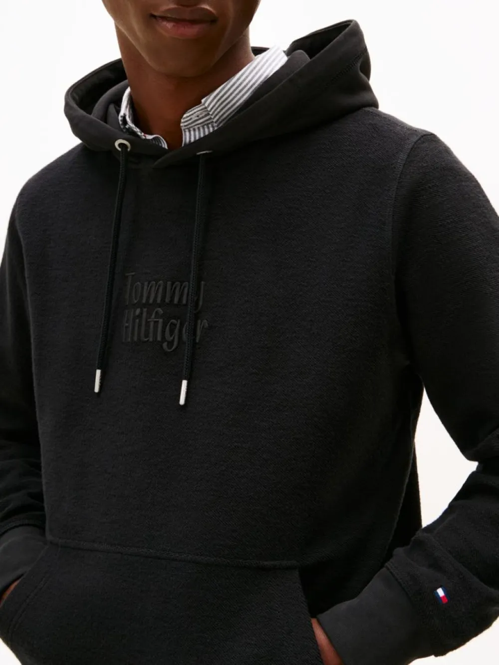 detail Tommy Hilfiger pánská černá mikina