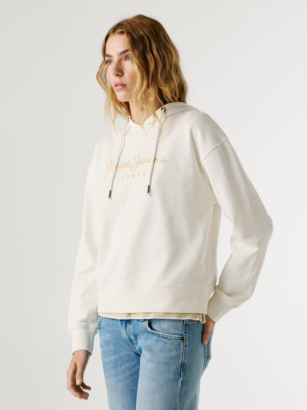 detail Pepe Jeans dámská antická bílá mikina