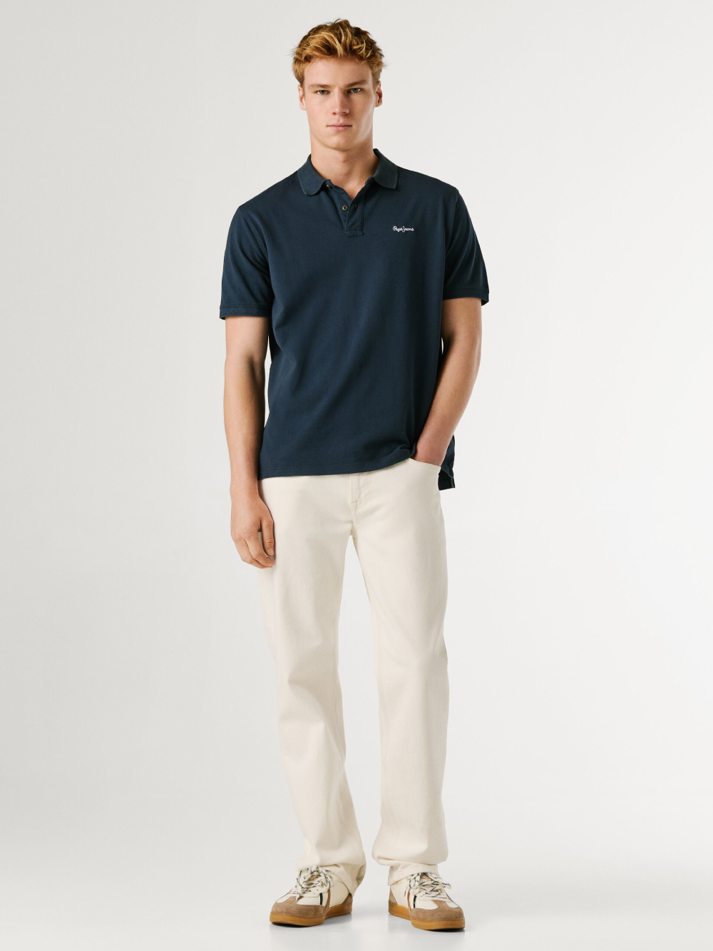 detail Pepe Jeans pánské modré polo tričko
