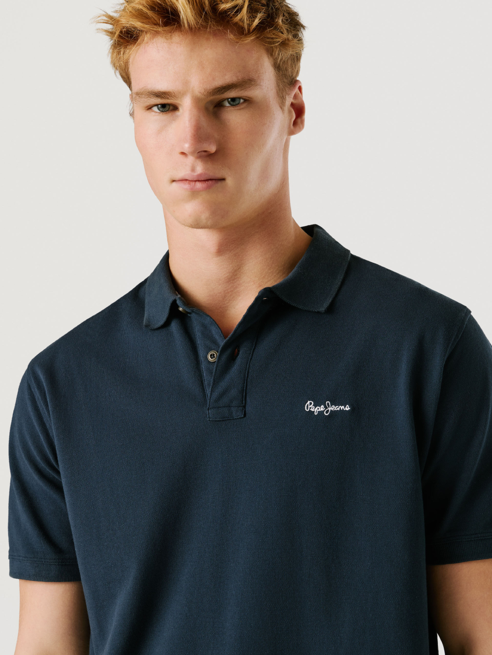 detail Pepe Jeans pánské modré polo tričko