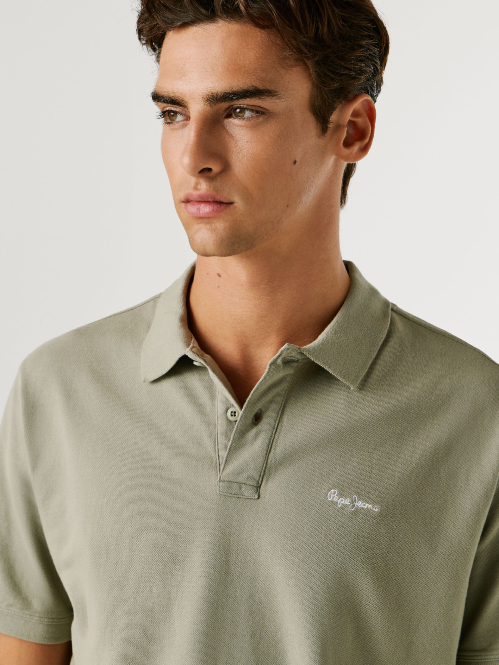 detail Pepe Jeans pánské zelené polo tričko
