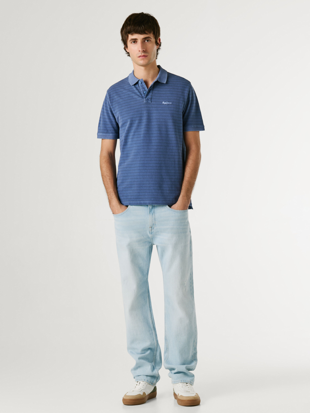 detail Pepe Jeans pánské modré polo tričko