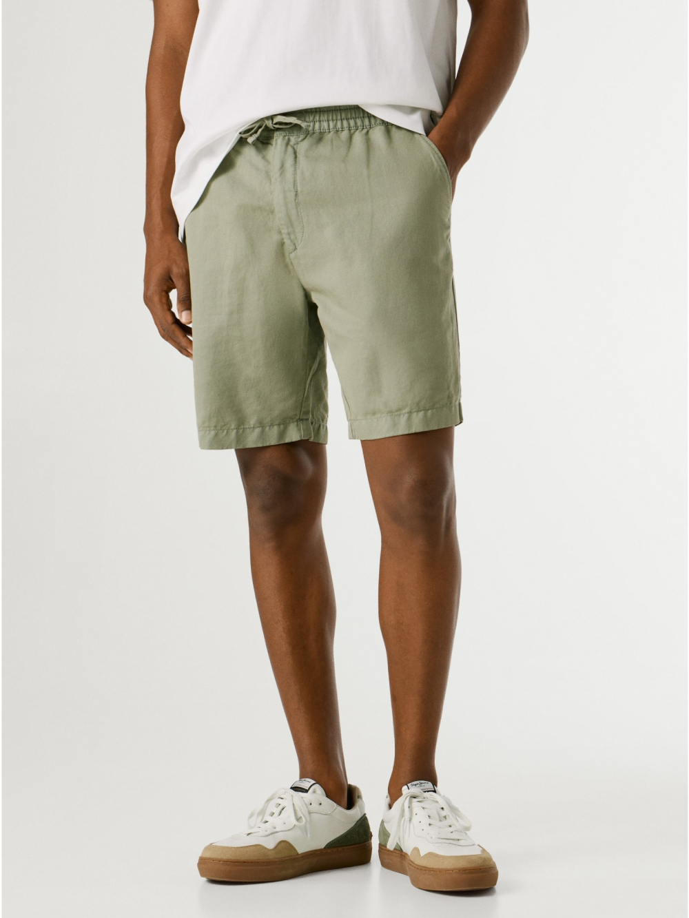 detail Pepe Jeans pánské khaki šortky