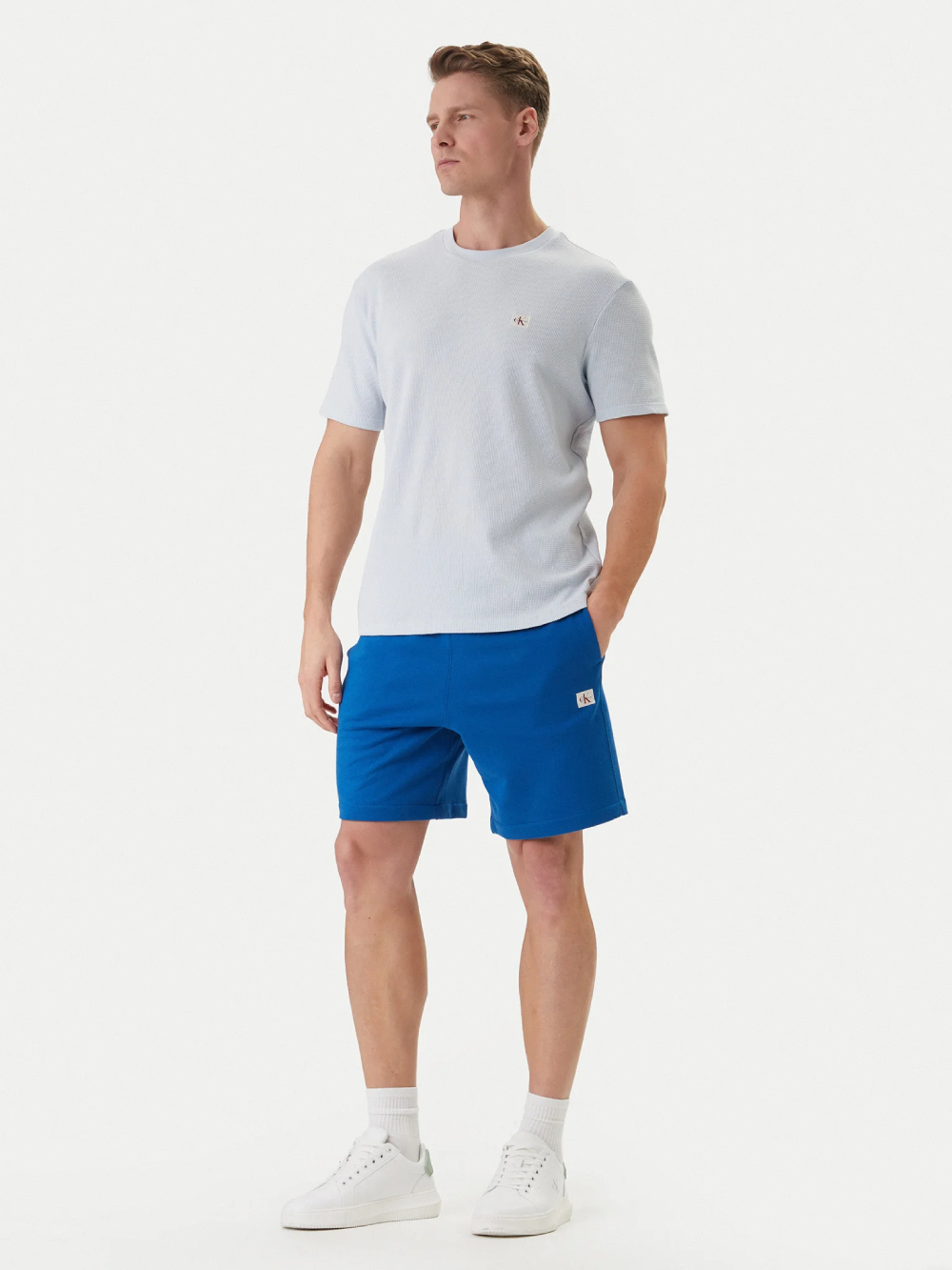 detail Calvin Klein pánské modré šortky