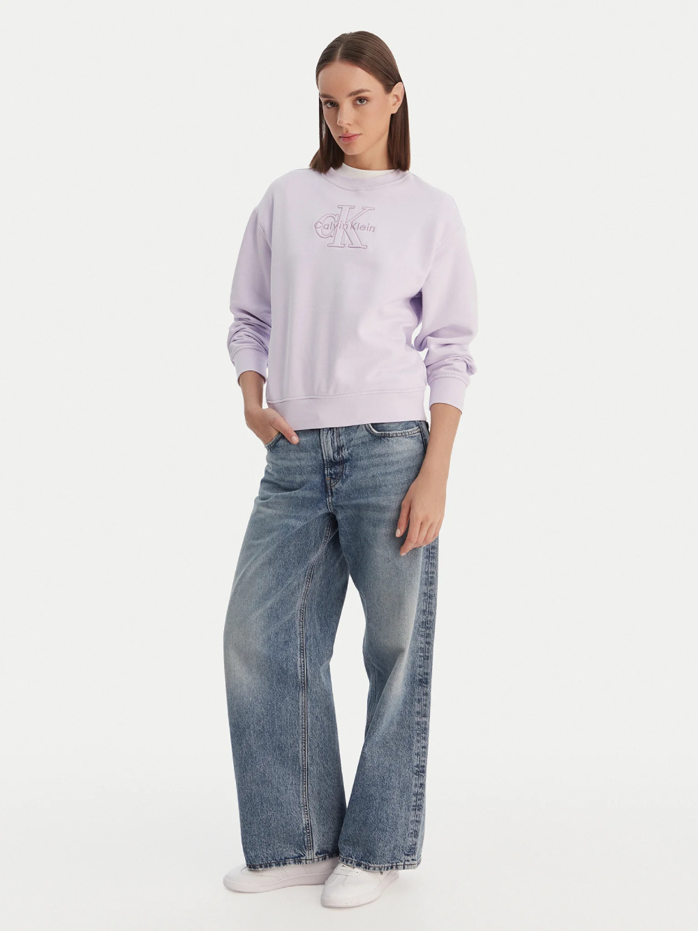 detail Calvin Klein dámská fialová mikina
