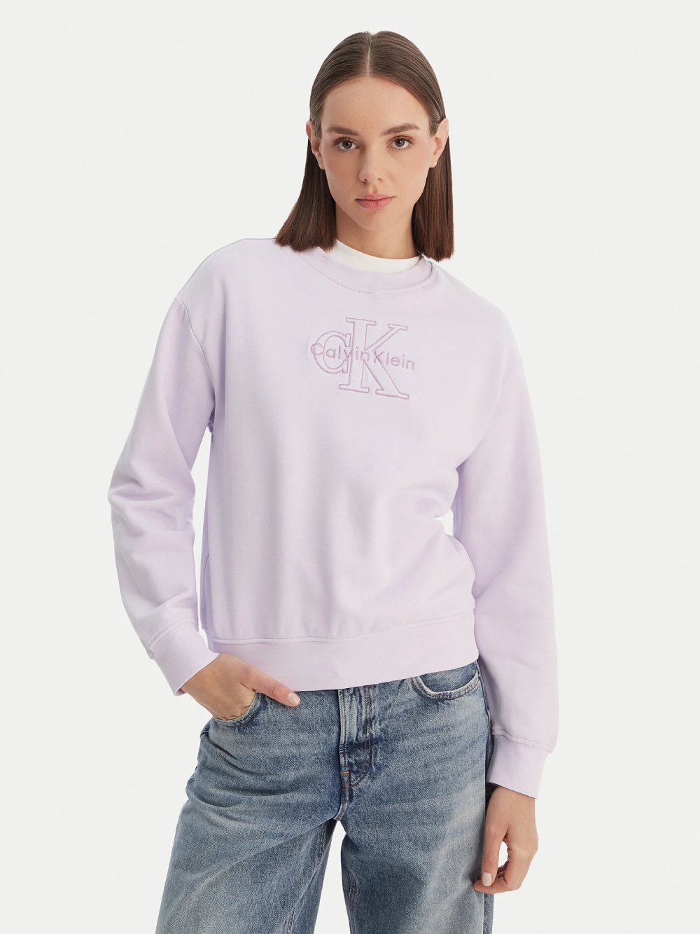 detail Calvin Klein dámská fialová mikina