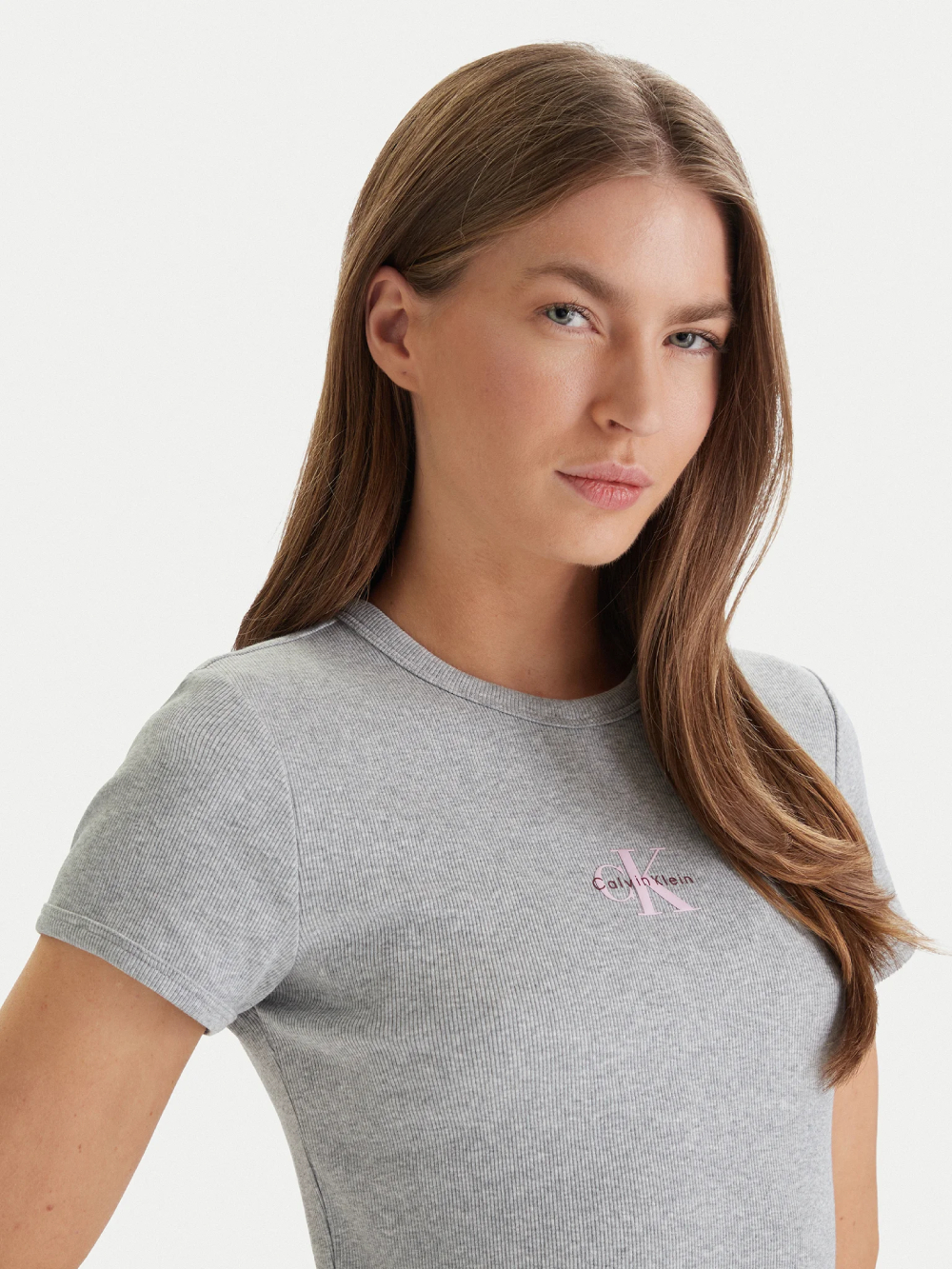detail Calvin Klein dámské šedé šaty