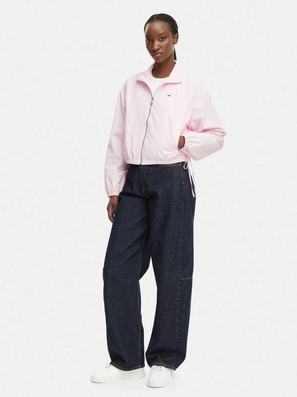 detail Tommy Jeans dámská růžová přechodová bunda