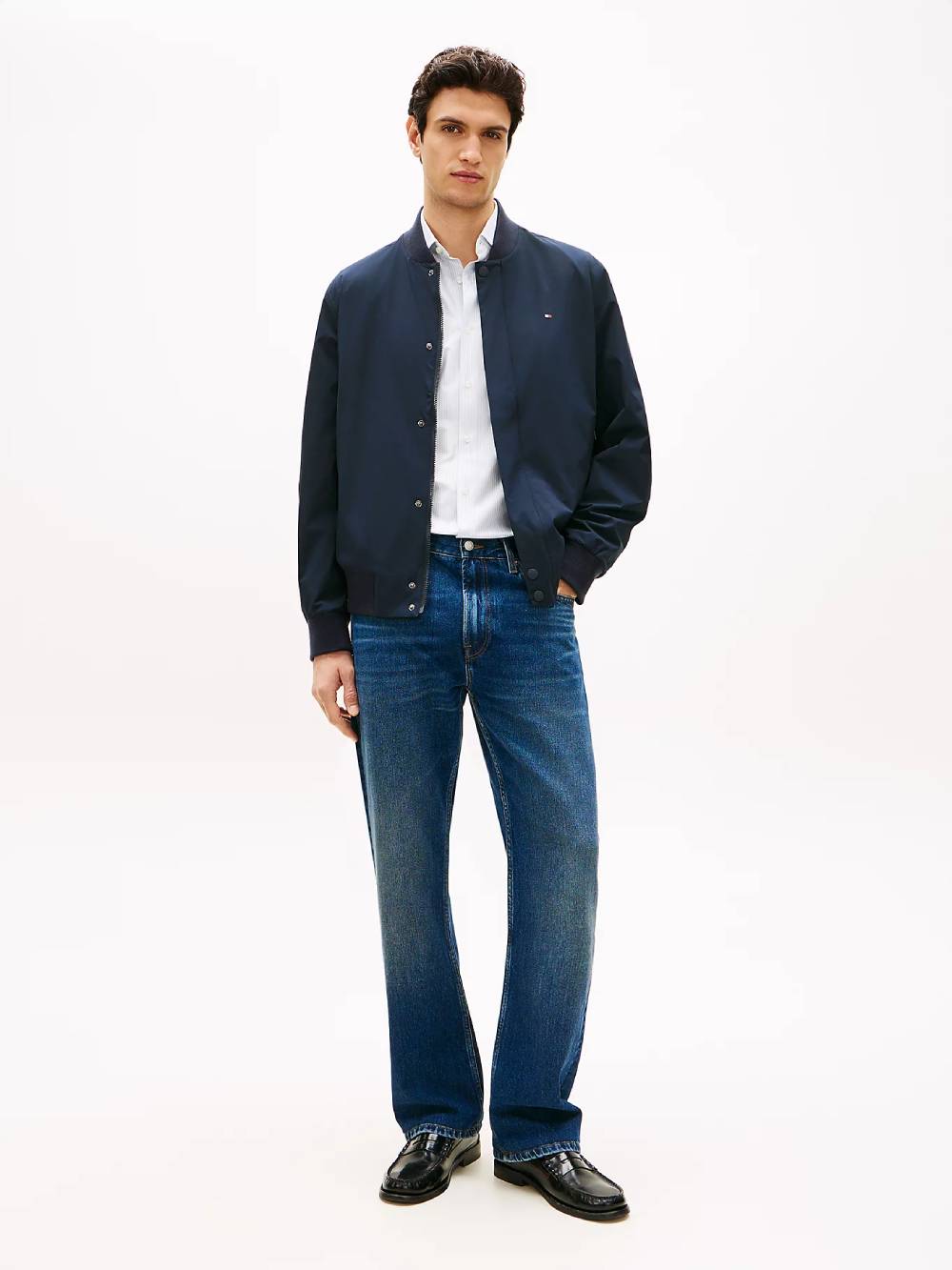 detail Tommy Hilfiger pánský modrý bomber