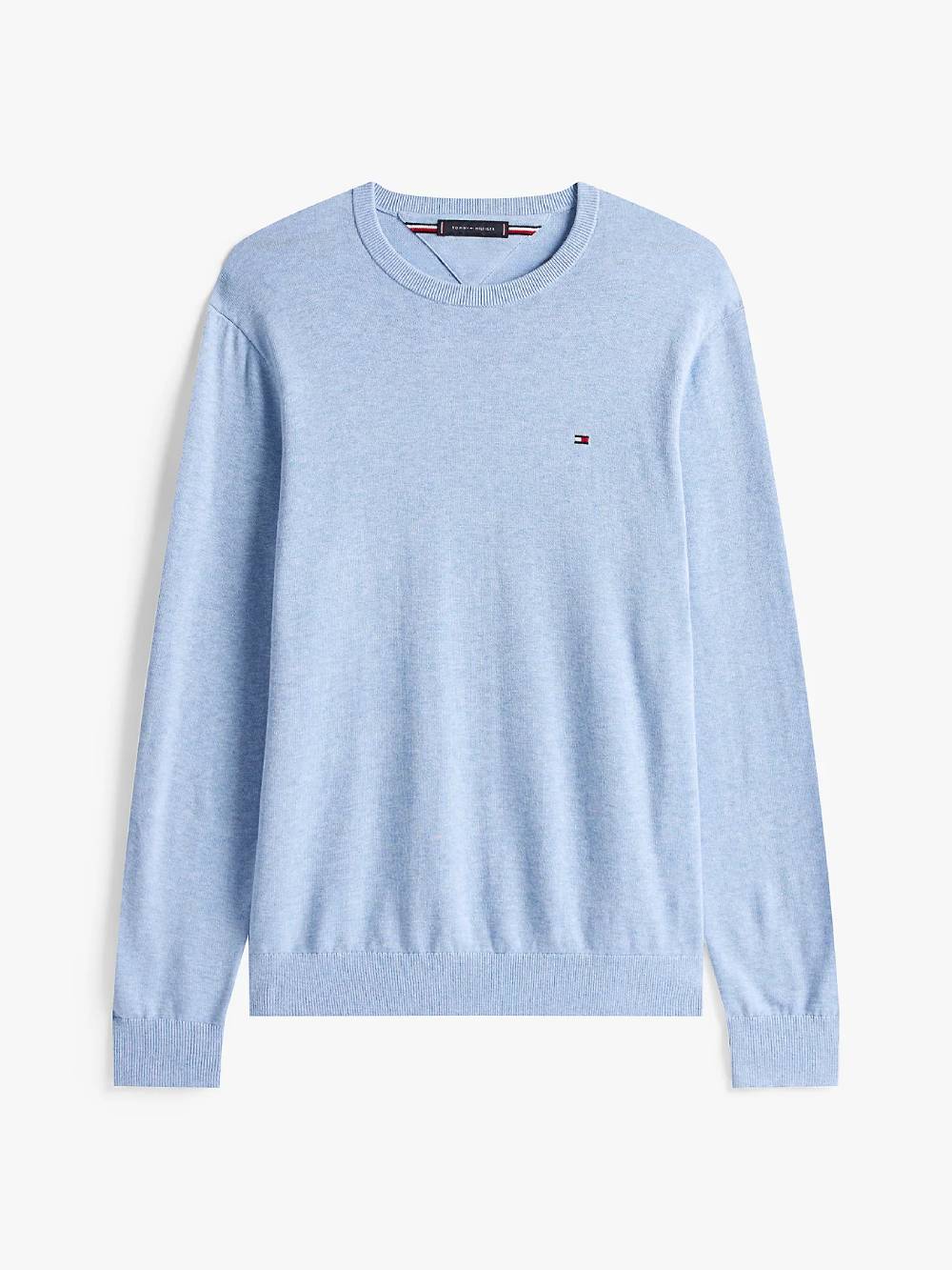 detail Tommy Hilfiger pánský světle modrý svetr