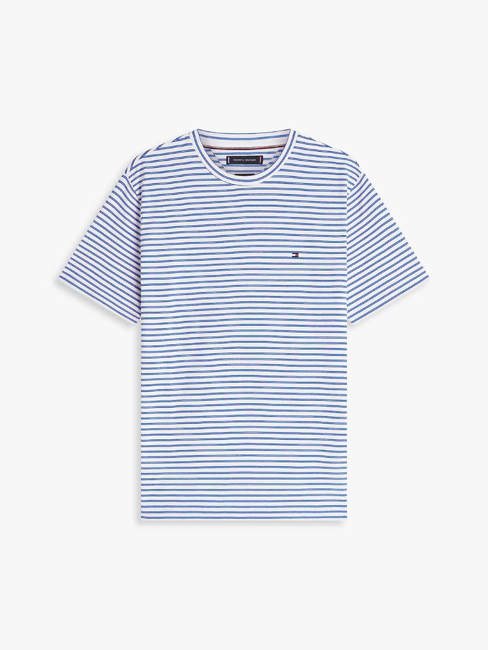 detail Tommy Hilfiger pánské modré pruhované tričko