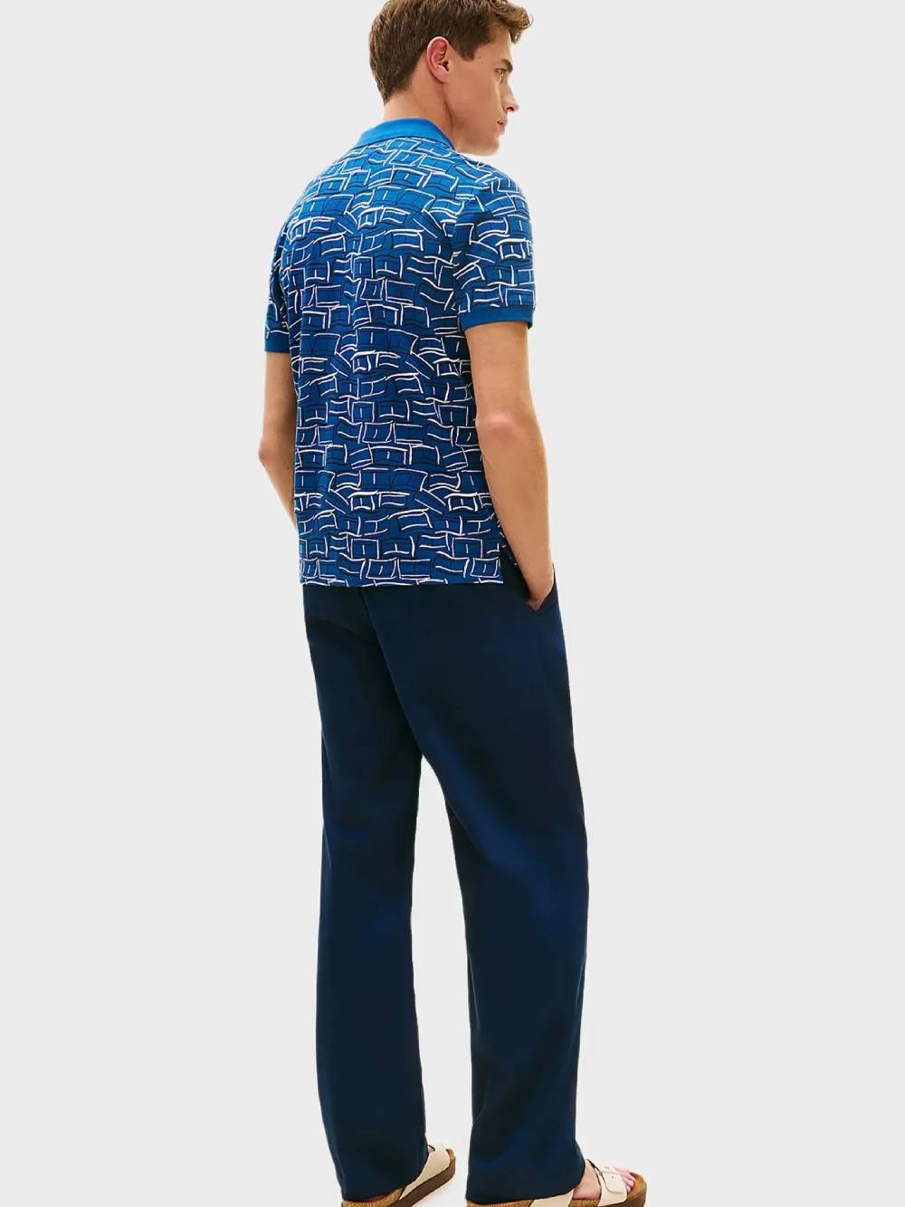 detail Tommy Hilfiger pánské modré polo tričko