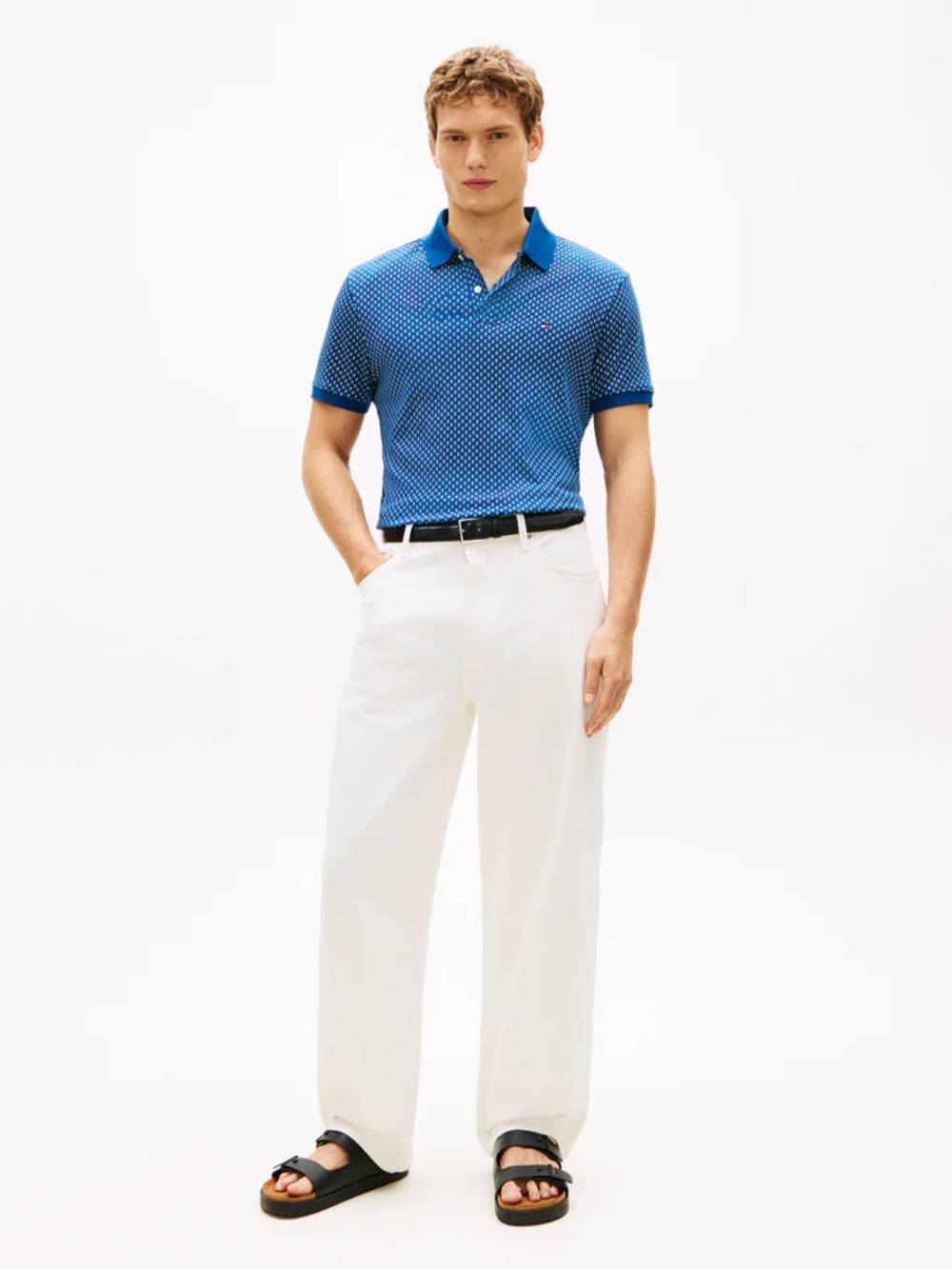 detail Tommy Hilfiger pánské modré  polo tričko