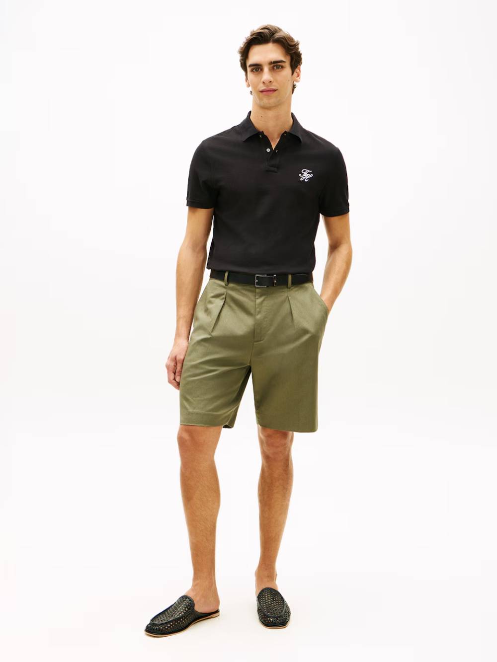 detail Tommy Hilfiger pánské černé polo tričko