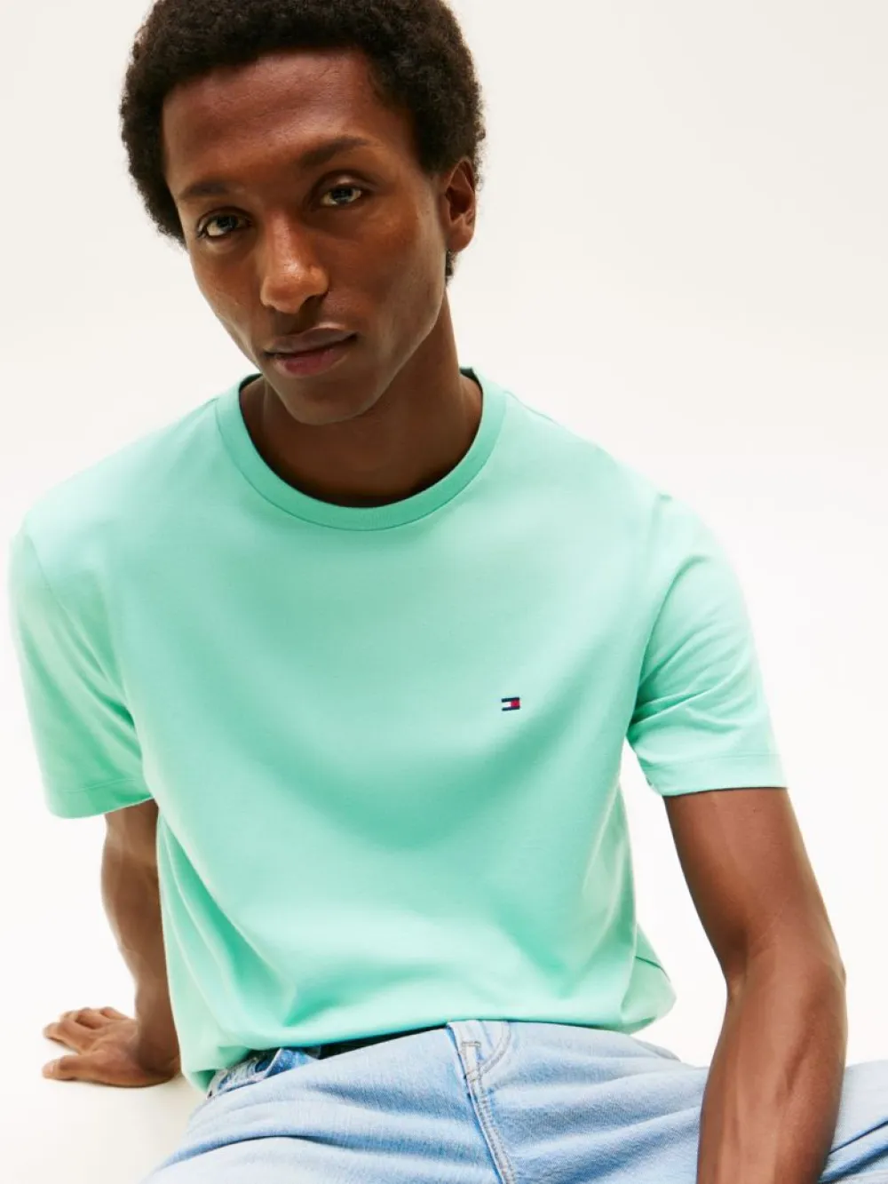 detail Tommy Hilfiger pánské světle zelené tričko
