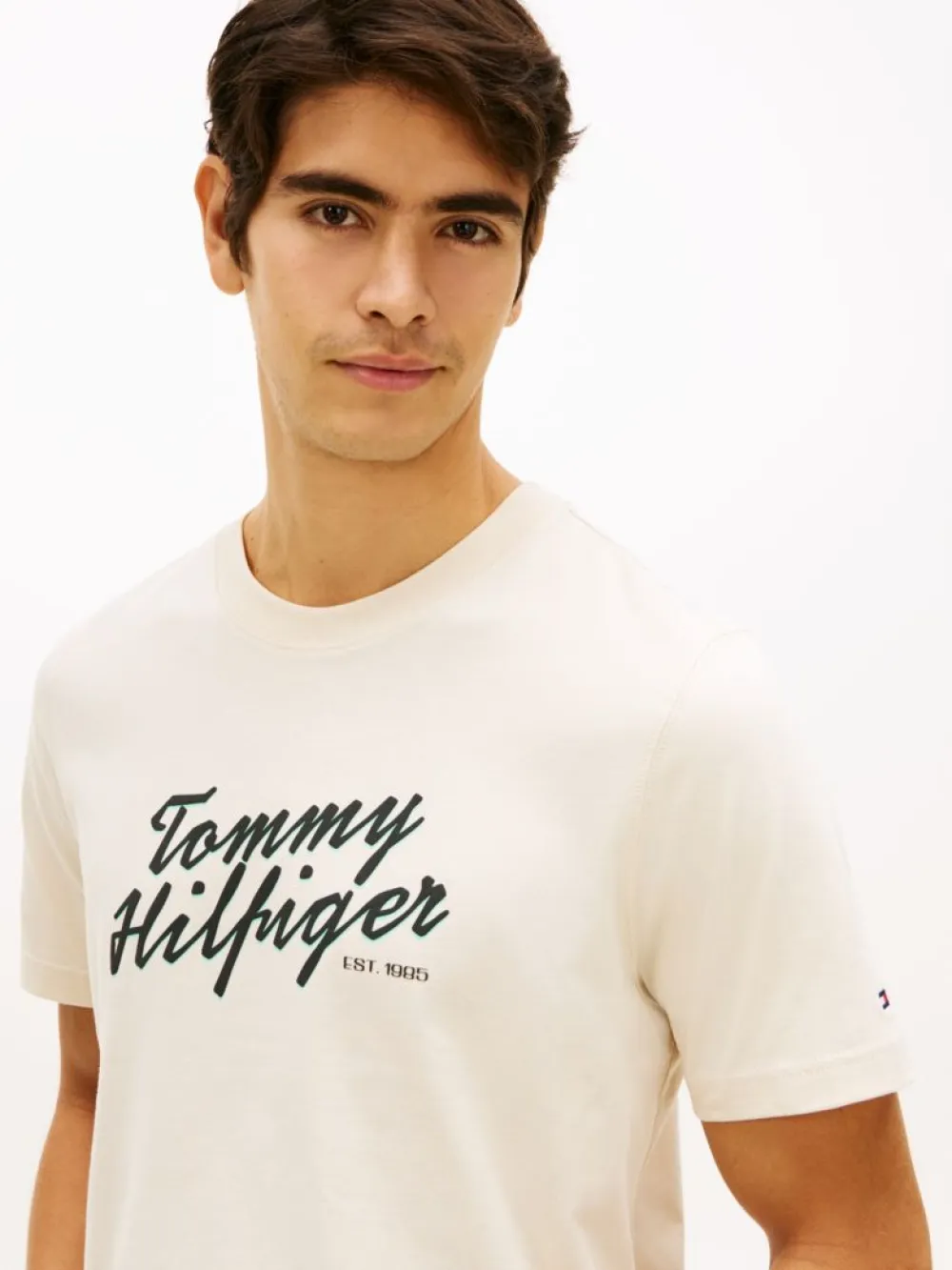 detail Tommy Hilfiger pánské béžové tričko