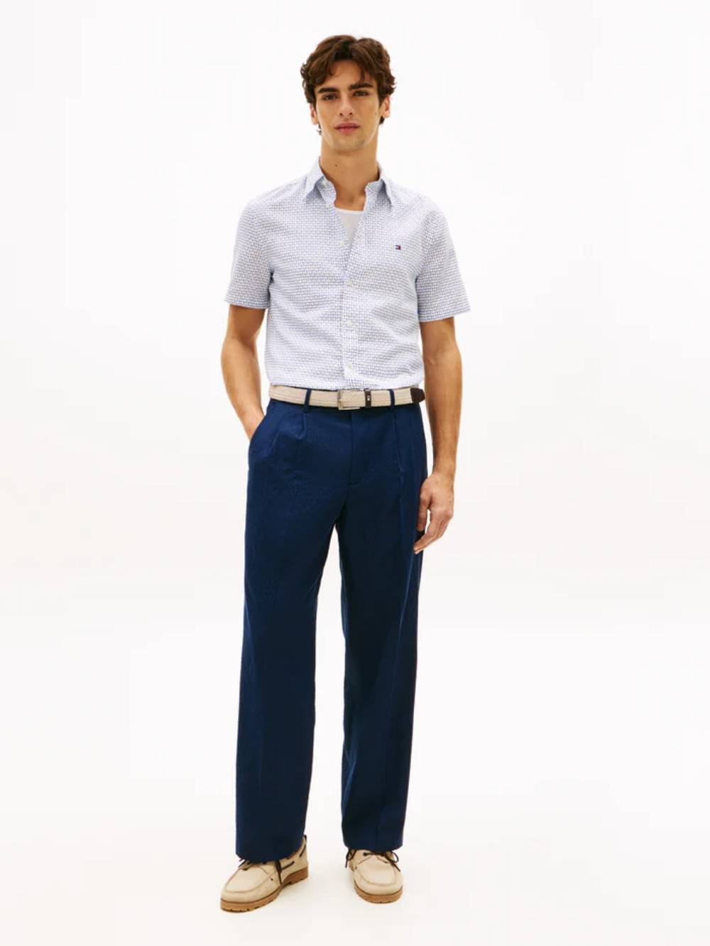 detail Tommy Hilfiger pánská vzorovaná  bílá košile