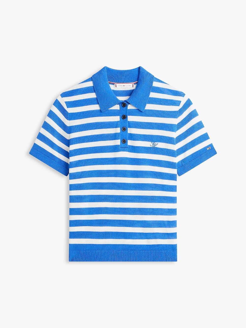 detail Tommy Hilfiger dámský modrý pruhovaný  svetřík