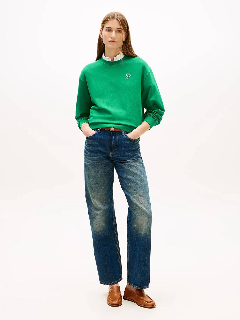 detail Tommy Hilfiger dámská zelená mikina 