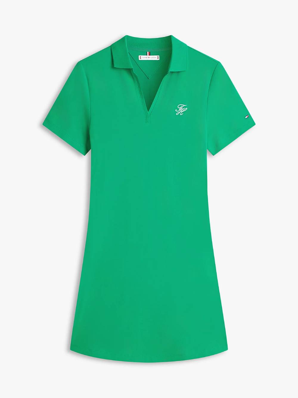 detail Tommy Hilfiger dámské zelené polo šaty