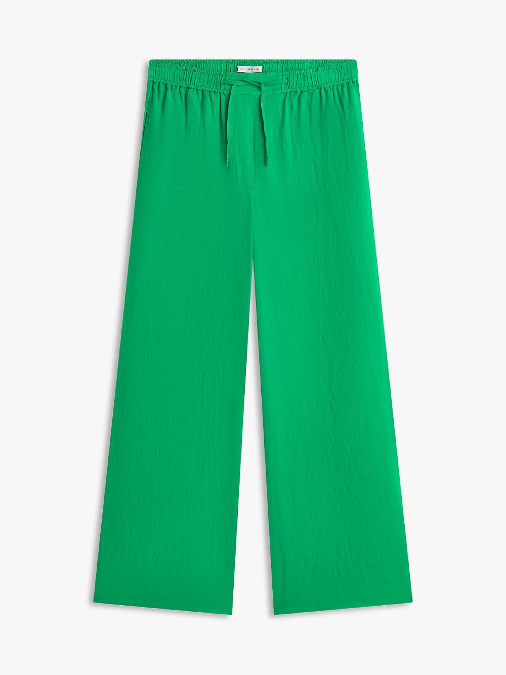 detail Tommy Hilfiger dámské zelené lněné kalhoty