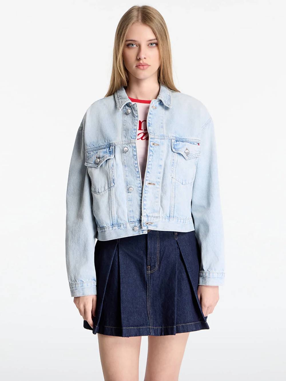 detail Tommy Hilfiger dámská modrá džínová bunda