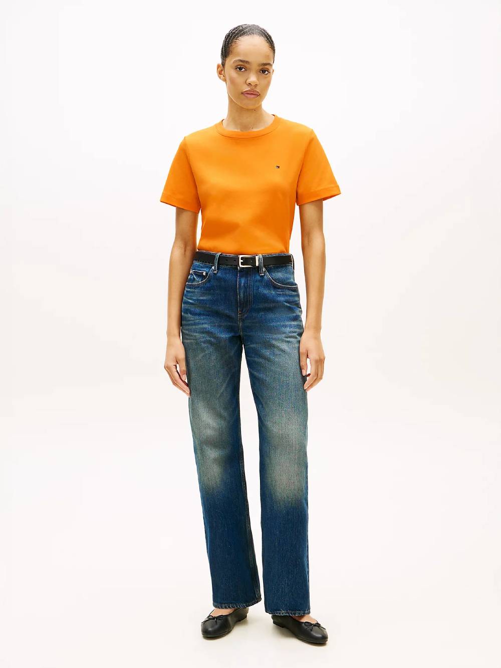 detail Tommy Hilfiger dámské oranžové tričko
