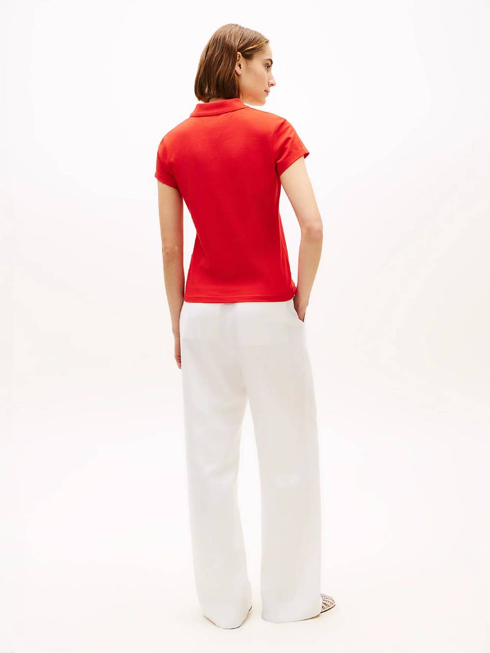 detail Tommy Hilfiger dámské červené polo tričko