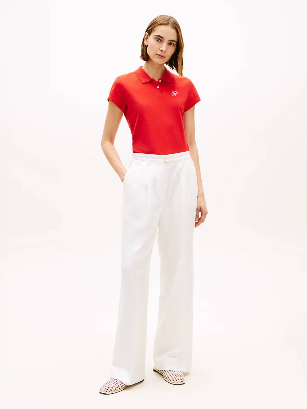 detail Tommy Hilfiger dámské červené polo tričko