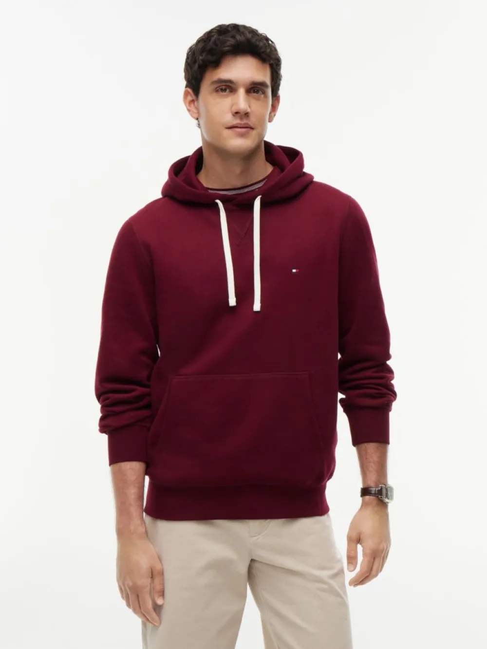 detail Tommy Hilfiger pánská vínová mikina