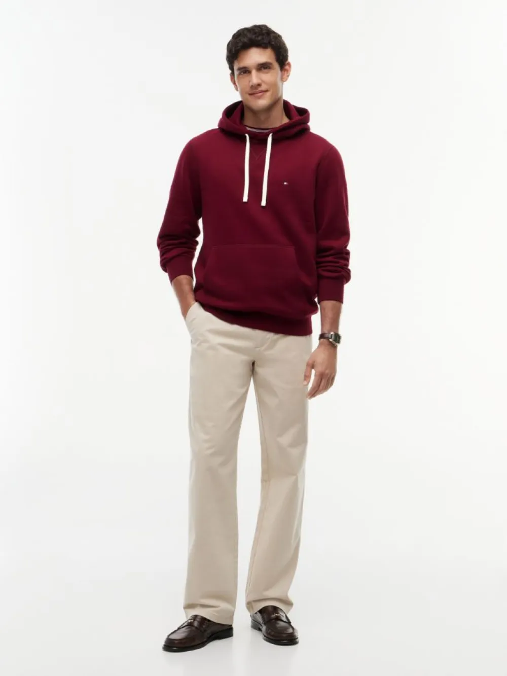 detail Tommy Hilfiger pánská vínová mikina