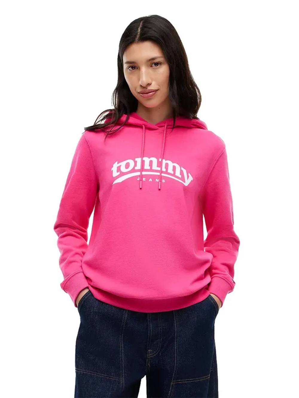 detail Tommy Jeans dámská růžová mikina