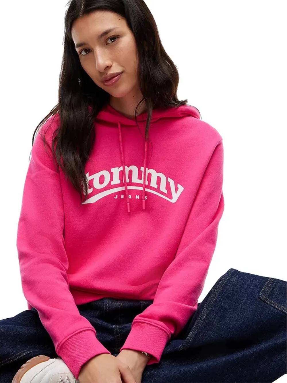 detail Tommy Jeans dámská růžová mikina