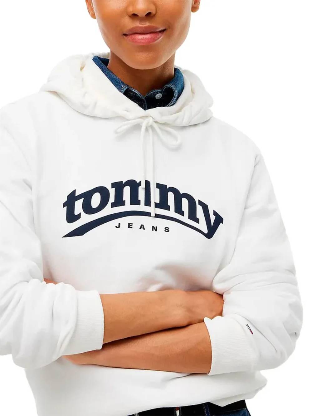 detail Tommy Jeans dámská bílá mikina