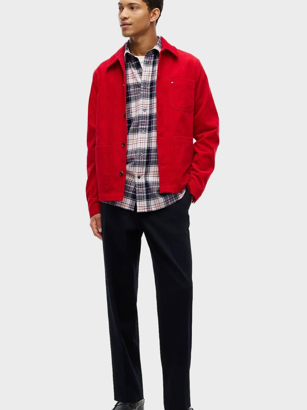 detail Tommy Hilfiger pánská flanelová kostkovaná košile