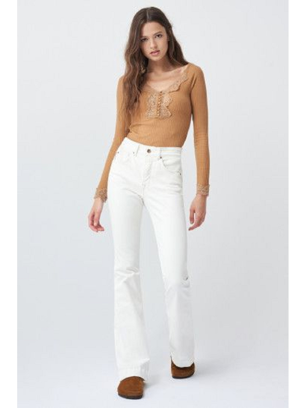 detail   Salsa Jeans dámské hnědé tričko