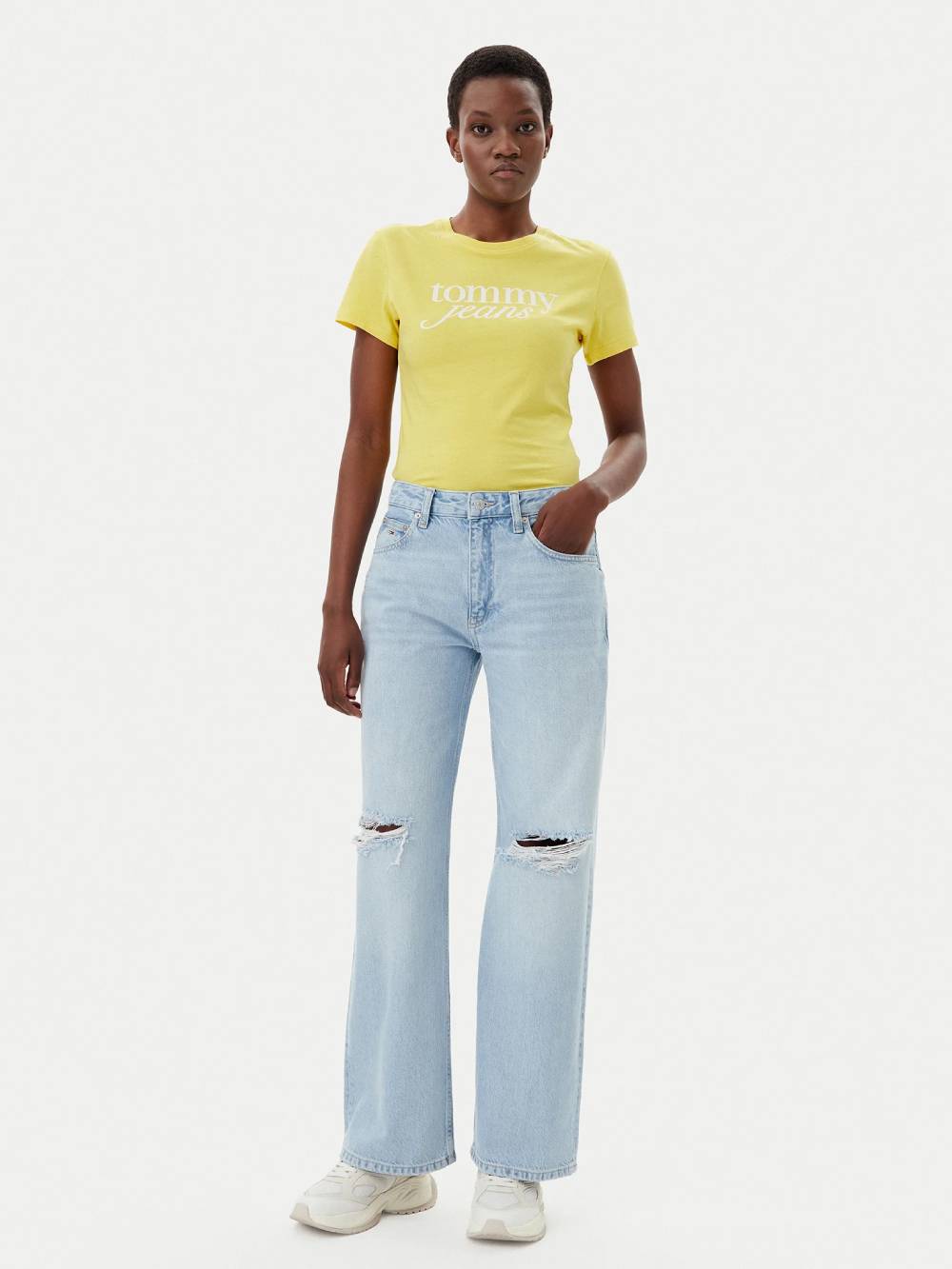 detail Tommy Jeans dámské modré džíny