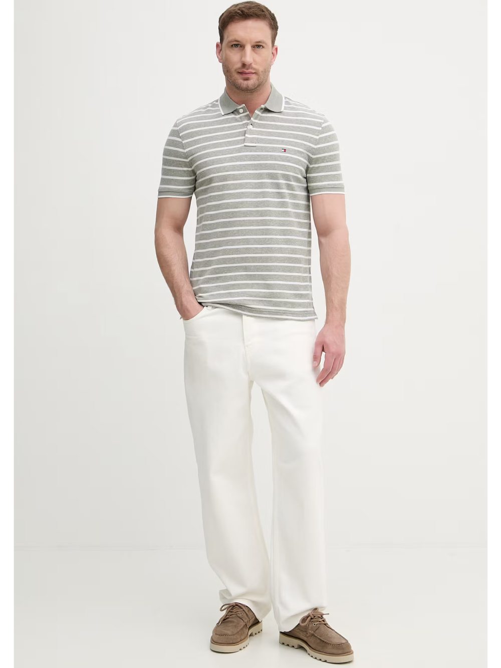 detail Tommy Hilfiger pánské pruhované polo tričko
