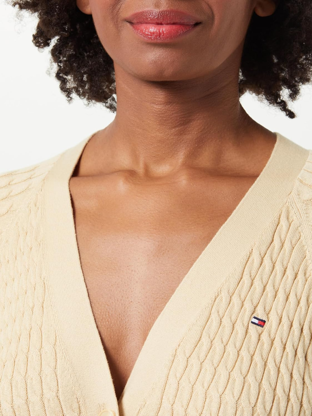 detail Tommy Hilfiger dámský béžový svetr