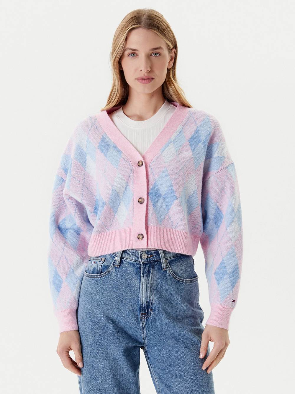 detail Tommy Jeans dámský vzorovaný svetr