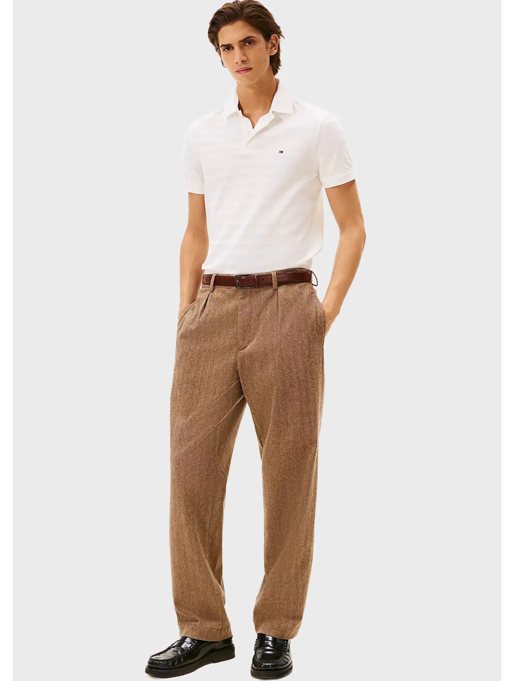 detail Tommy Hilfiger pánské bílé polo tričko