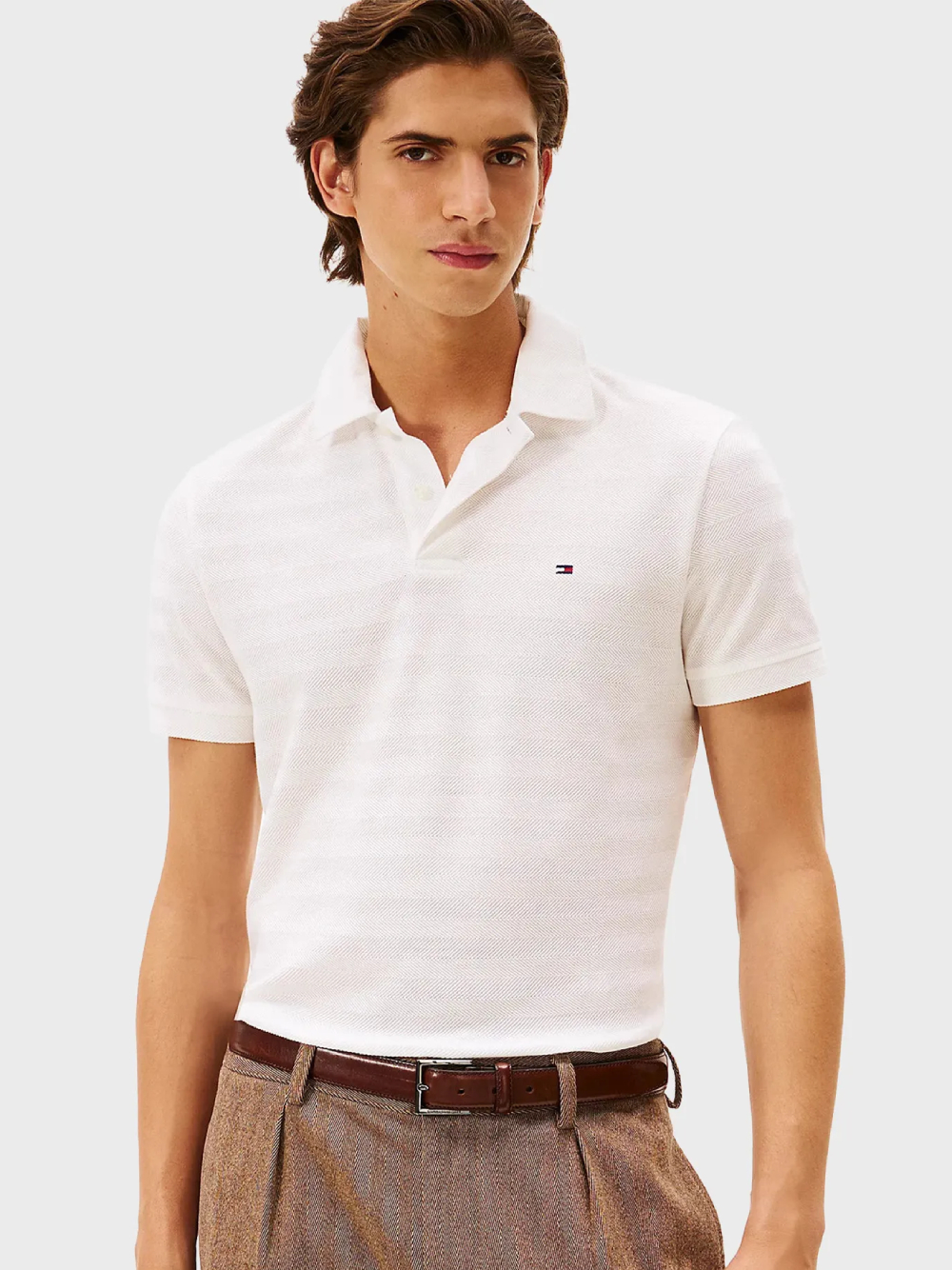 detail Tommy Hilfiger pánské bílé polo tričko
