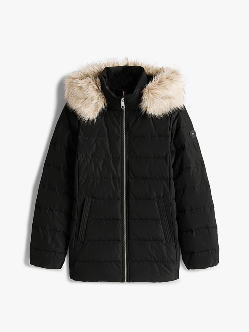 detail Tommy Hilfiger dámská černá péřová bunda 