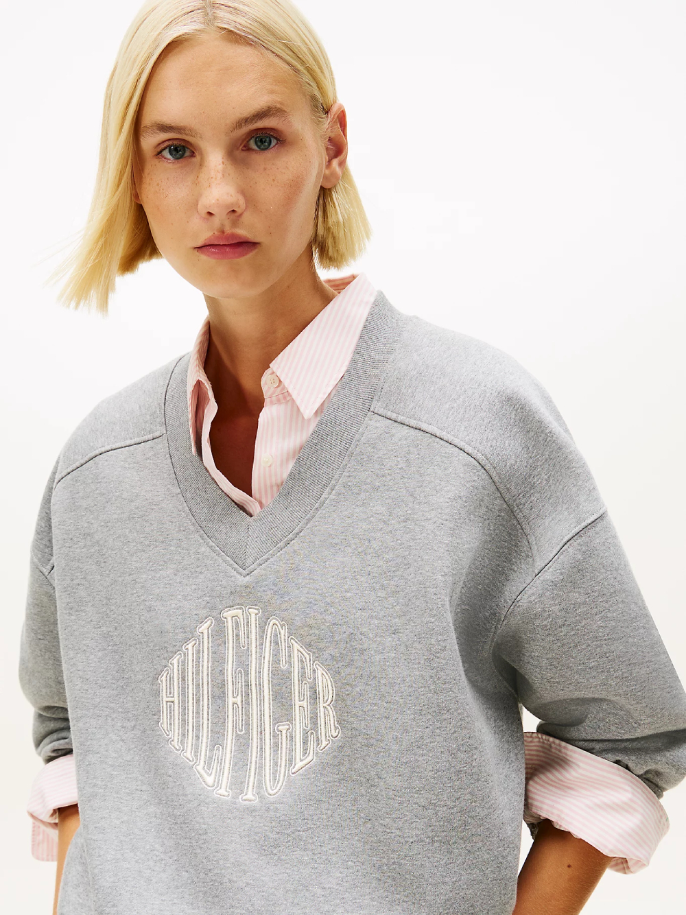 detail Tommy Hilfiger dámská šedá mikina